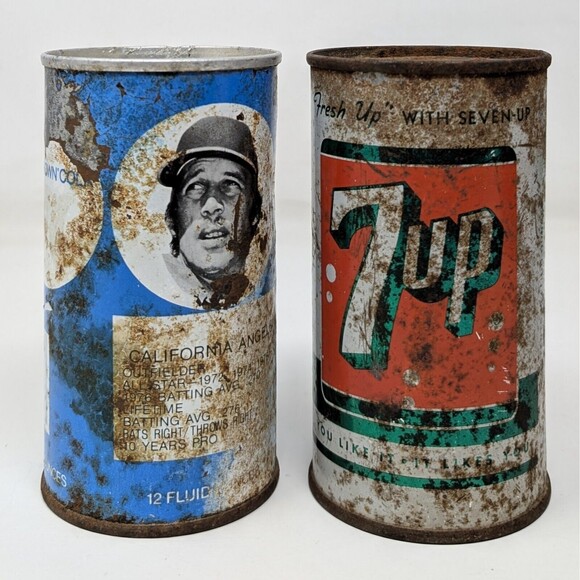 VTG Steel Soda Can Collection Coca Cola Diamond Coke Shasta RC 7up Distressed - Picture 9 of 16